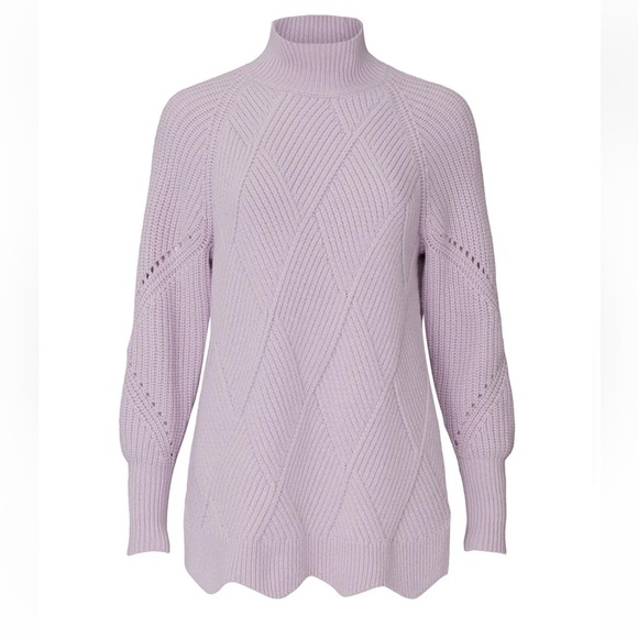 Rebecca Taylor NYC Purple Basketweave Turtleneck Sweater - Picture 5 of 6